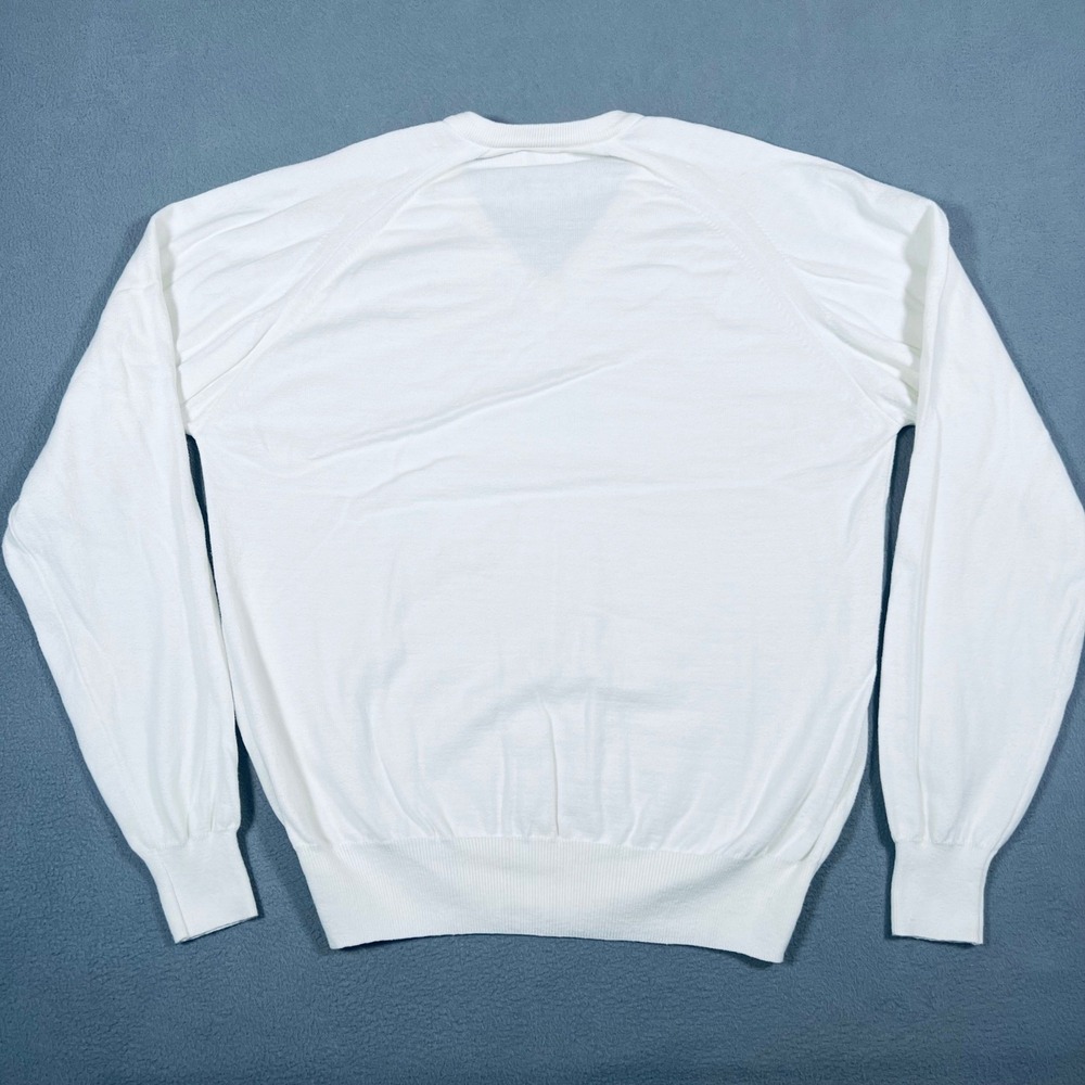 Vintage The Fox Collection Mens V Neck Sweater XL Cotton White Made in USA - Picture 2 of 6